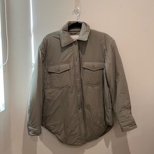 Aritzia Light Olive Green Lightweight Puffer Shirt Jacket